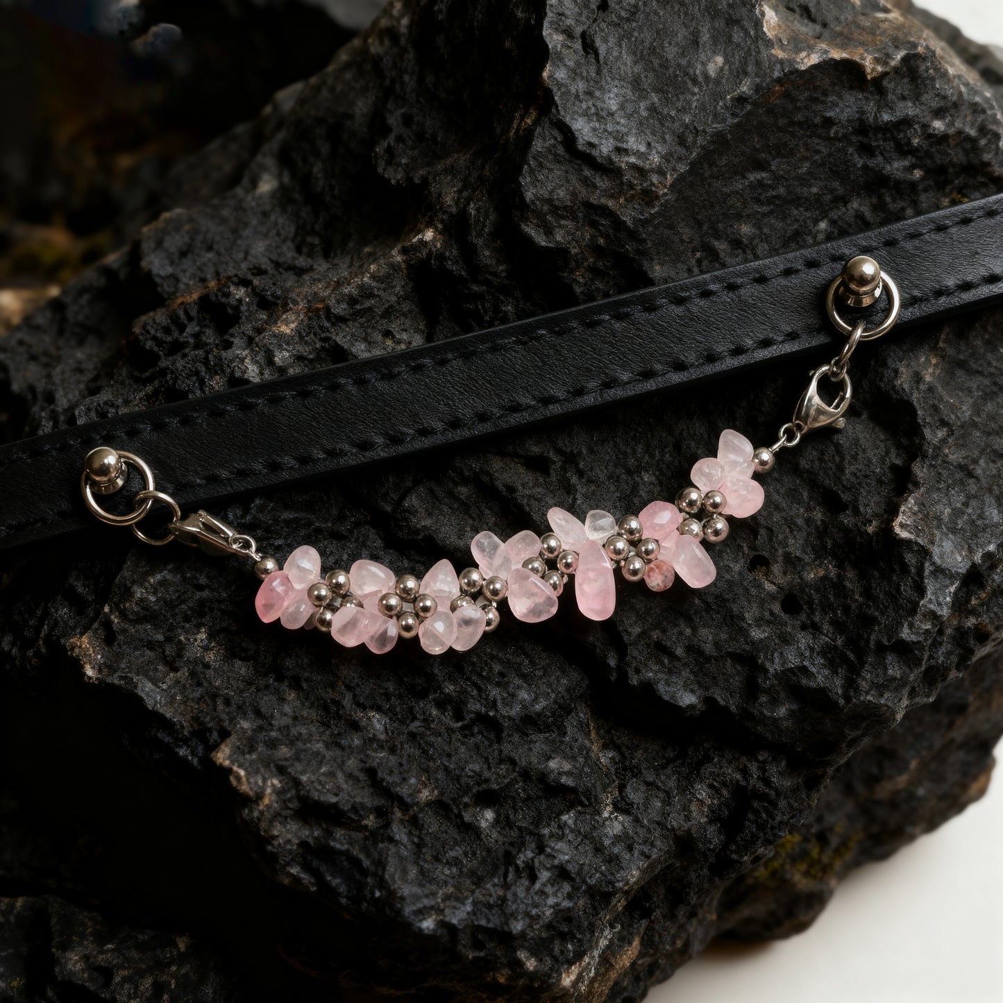 Natural powder crystal adjustment button pet collar - protect the gentle ties between you and your pet