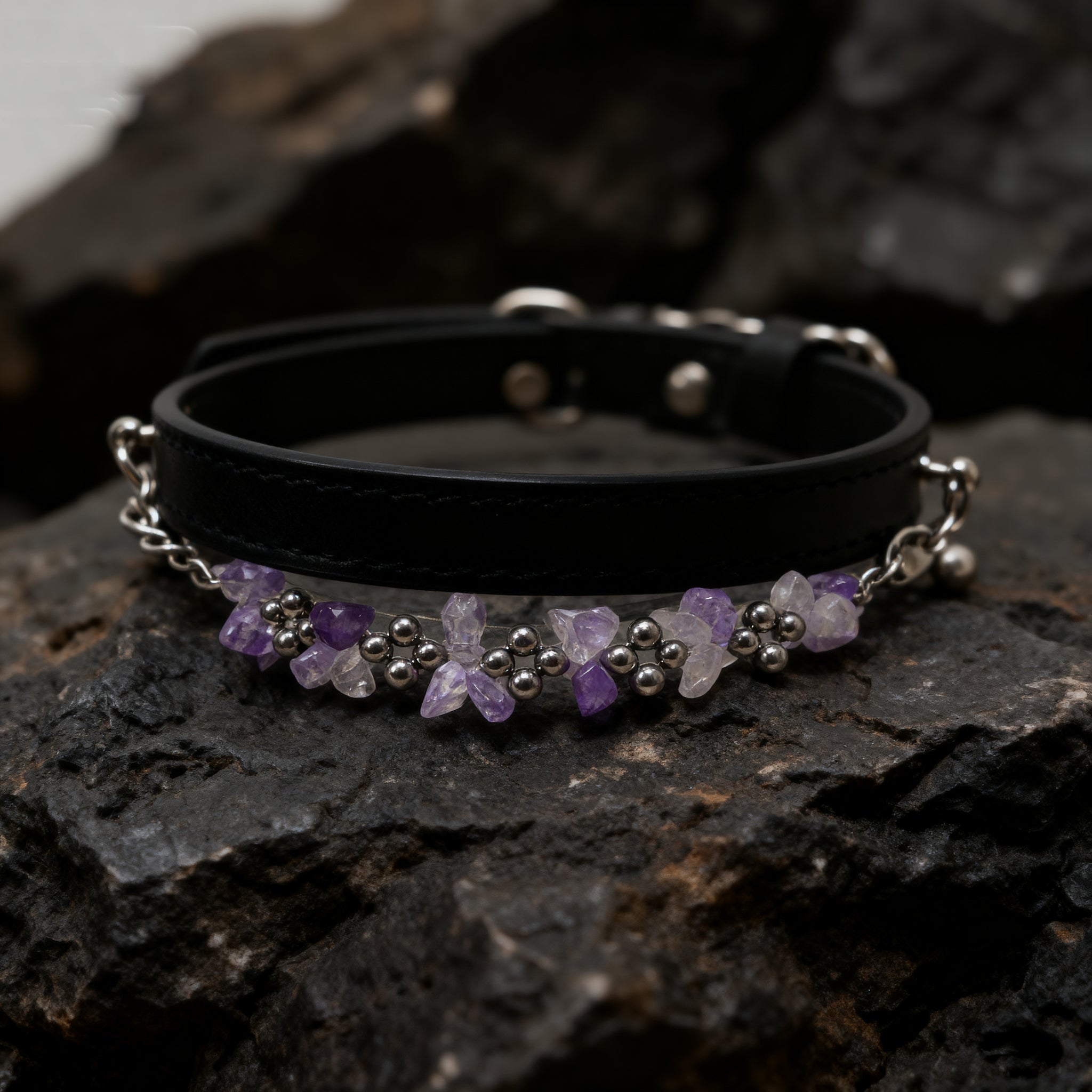 Natural amethyse-adjusted pet collars - Give the furry child a peaceful and peaceful hug