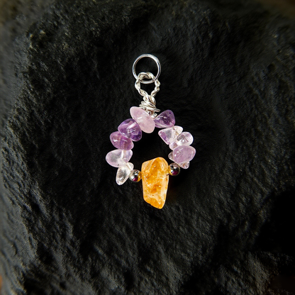 Dual Energy Crystal Wreath Pet Collar - the perfect fusion of topaz pillar and amethyst broken