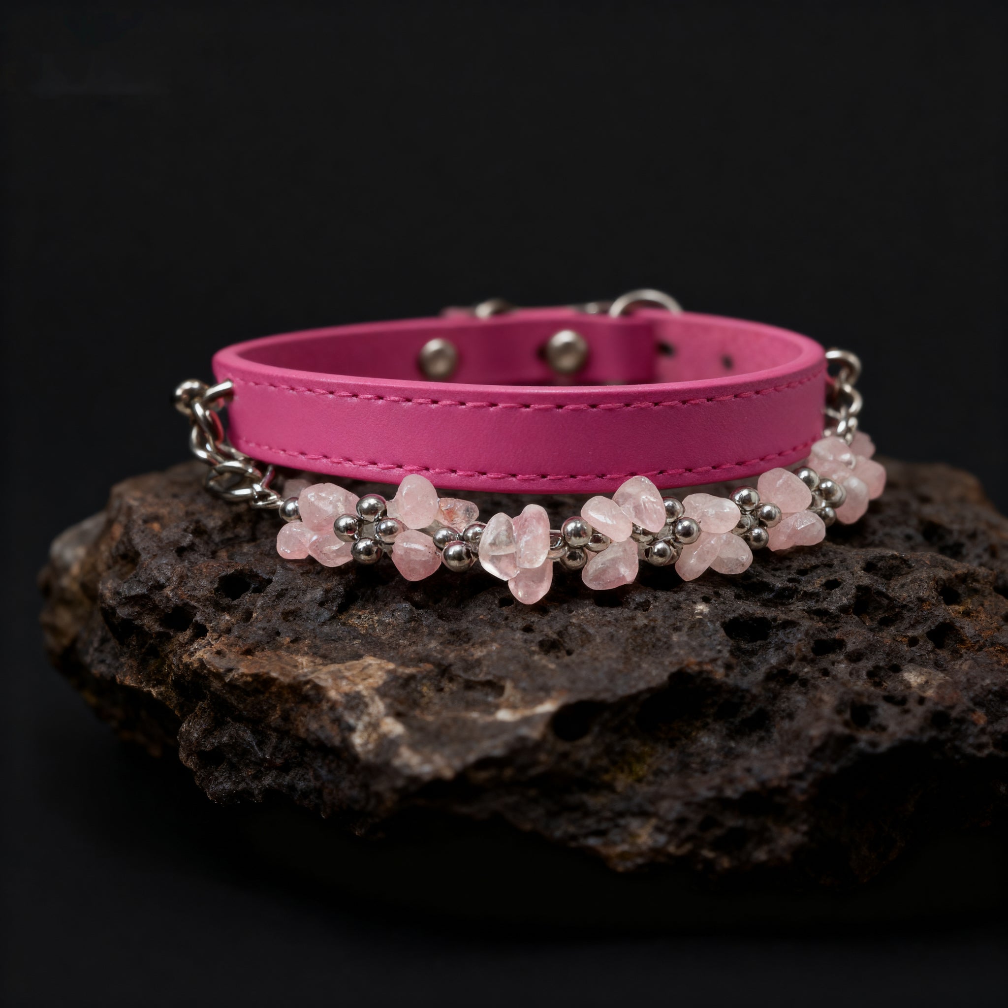 Natural powder crystal adjustment button pet collar - protect the gentle ties between you and your pet