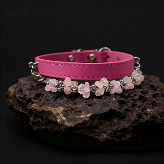 Natural powder crystal adjustment button pet collar - protect the gentle ties between you and your pet