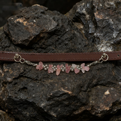 [Endearing] Natural strawberry crystal adjustment button pet collar - let fur children become the sweet focus of everyone's love