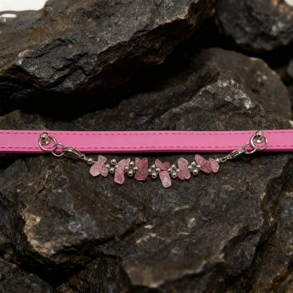 [Endearing] Natural strawberry crystal adjustment button pet collar - let fur children become the sweet focus of everyone's love