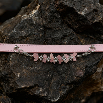 [Endearing] Natural strawberry crystal adjustment button pet collar - let fur children become the sweet focus of everyone's love