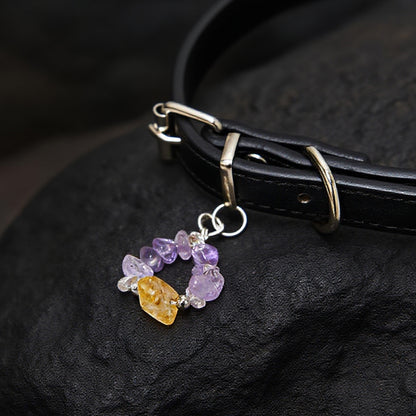 Dual Energy Crystal Wreath Pet Collar - the perfect fusion of topaz pillar and amethyst broken