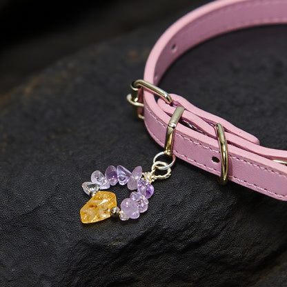 Dual Energy Crystal Wreath Pet Collar - the perfect fusion of topaz pillar and amethyst broken