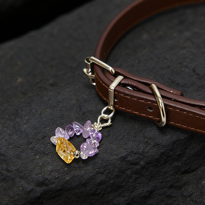 Dual Energy Crystal Wreath Pet Collar - the perfect fusion of topaz pillar and amethyst broken