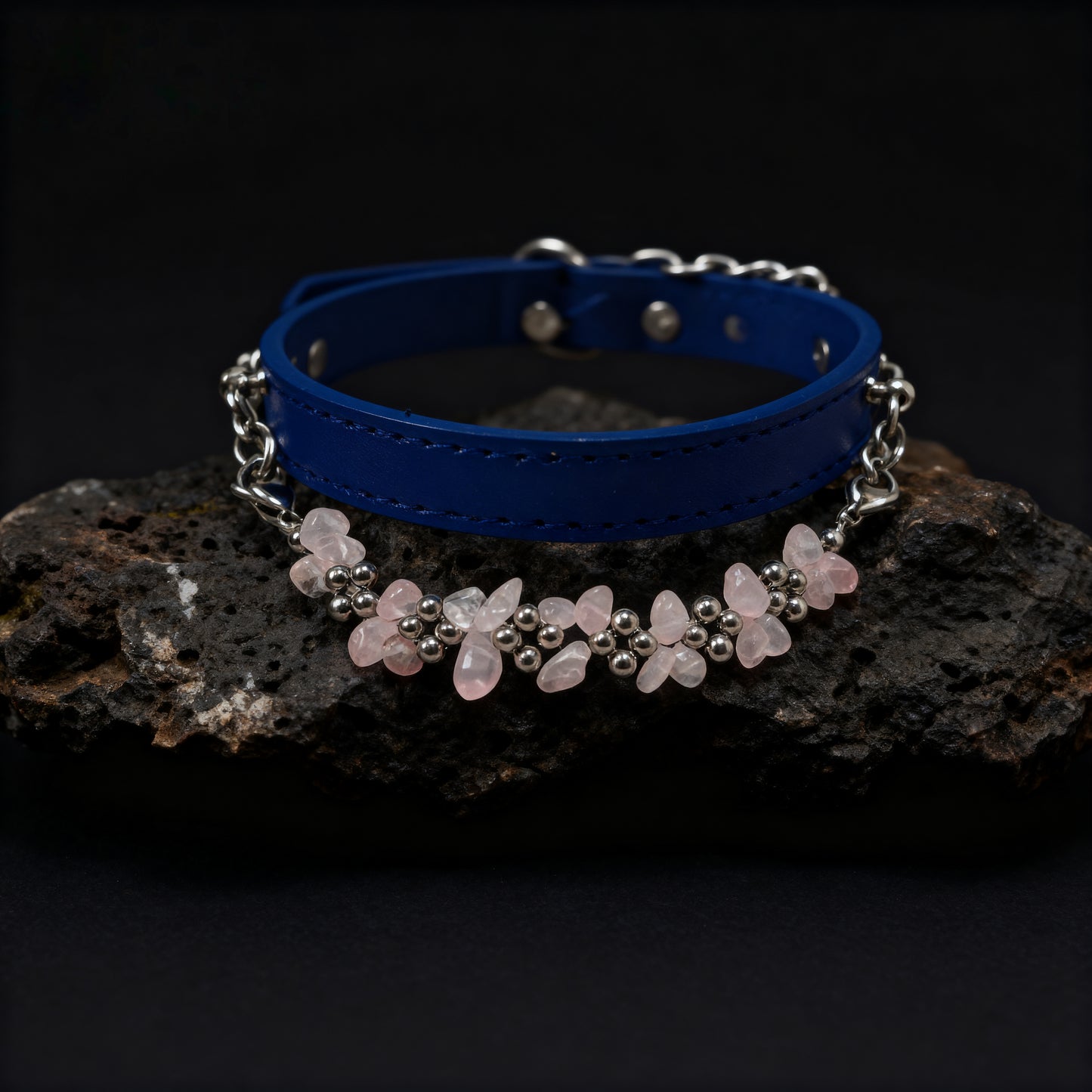 Natural powder crystal adjustment button pet collar - protect the gentle ties between you and your pet