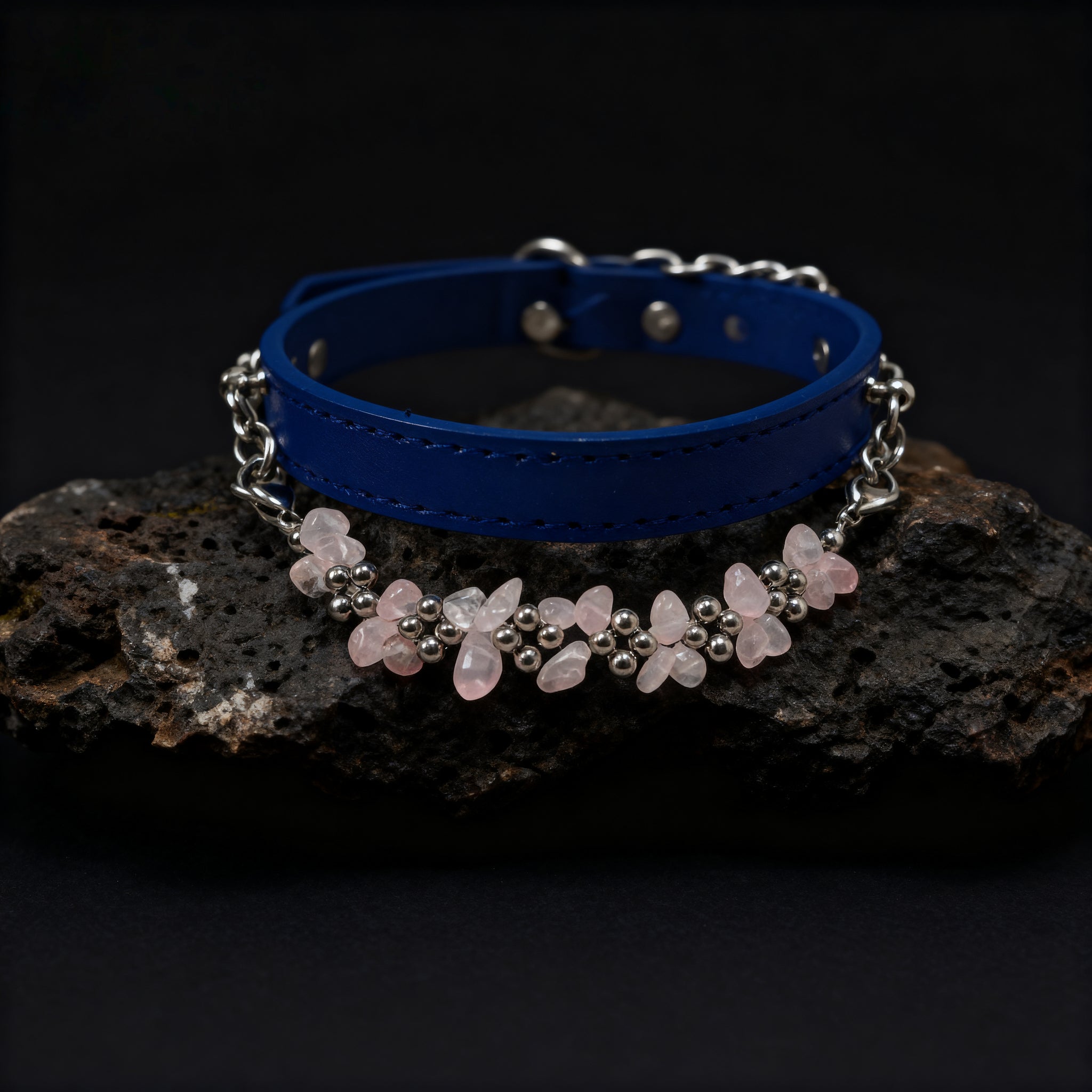 Natural powder crystal adjustment button pet collar - protect the gentle ties between you and your pet