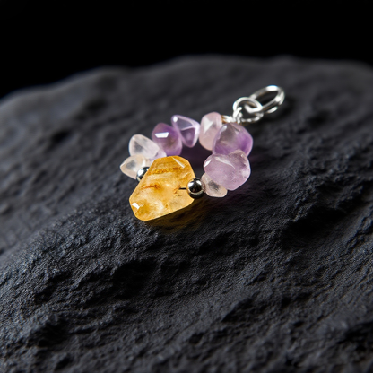 Dual Energy Crystal Wreath Pet Collar - the perfect fusion of topaz pillar and amethyst broken