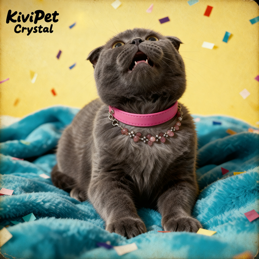 [Endearing] Natural strawberry crystal adjustment button pet collar - let fur children become the sweet focus of everyone's love