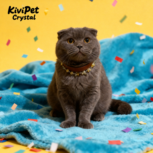 Natural topaz adjustable button pet collar - Give your furry child a gift that will shine