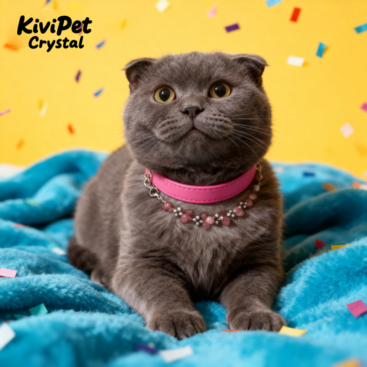 [Endearing] Natural strawberry crystal adjustment button pet collar - let fur children become the sweet focus of everyone's love