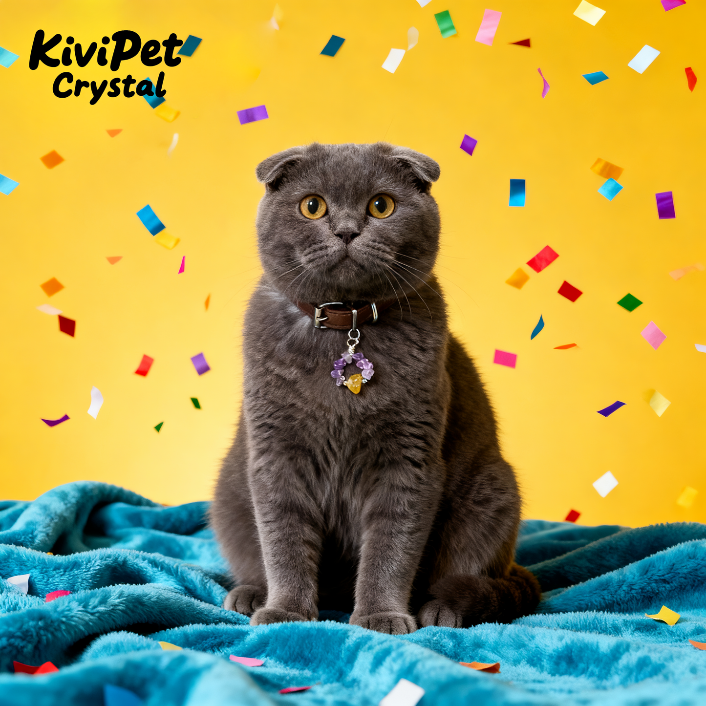 Dual Energy Crystal Wreath Pet Collar - the perfect fusion of topaz pillar and amethyst broken