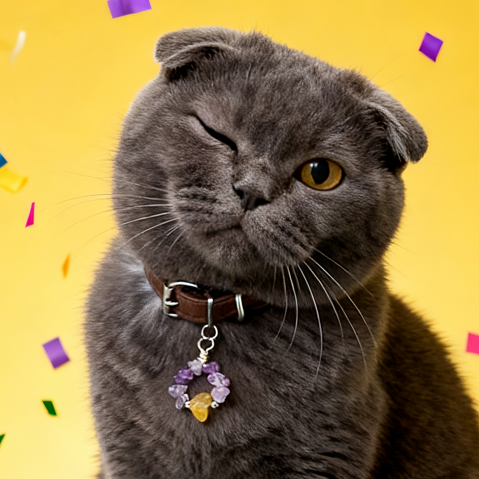 Dual Energy Crystal Wreath Pet Collar - the perfect fusion of topaz pillar and amethyst broken